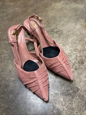 Women's Pointed Slingback Suede Pumps - Dusty Rose